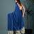 cobalt blue modal silk blend saree with golden border and tassels