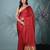 red modal silk blend saree with golden border and tassels
