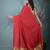 red modal silk blend saree with golden border and tassels