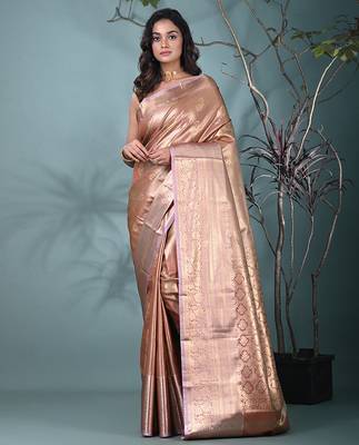 dark red tissue silk blend kanjivaram saree with intricate border 1