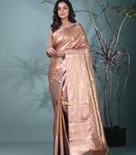 dark red tissue silk blend kanjivaram saree with intricate border