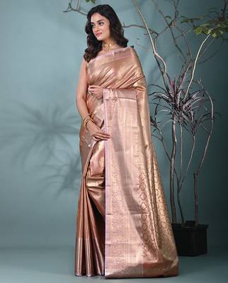 dark red tissue silk blend kanjivaram saree with intricate border 2