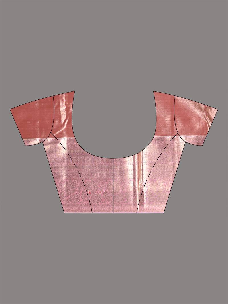 dark red tissue silk blend kanjivaram saree with intricate border