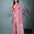 elegant nude pink georgette saree with intricate silver zari work