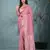 elegant nude pink georgette saree with intricate silver zari work