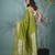 elegant green georgette saree with intricate silver zari work