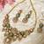 Gold plated kundan green stones necklace set