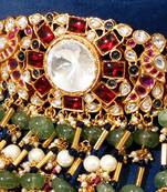 Gold plated kundan multicolor stones choker necklace set