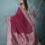 elegant fuchsia georgette saree with intricate silver zari work