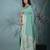 elegant sea green georgette saree with intricate silver zari work