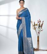 elegant sky blue georgette saree with intricate silver zari work
