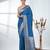 elegant sky blue georgette saree with intricate silver zari work