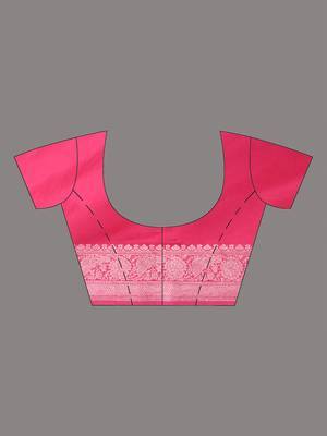elegant pink georgette saree with intricate silver zari work 4