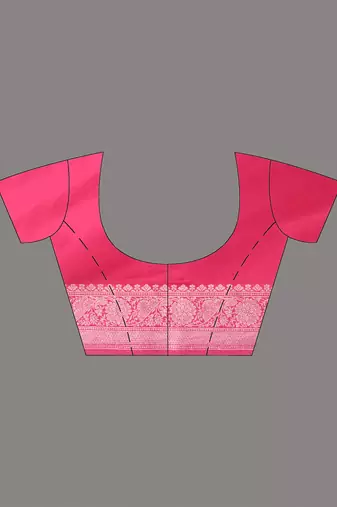 elegant pink georgette saree with intricate silver zari work