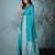 elegant turquoise blue georgette saree with intricate silver zari work