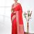 elegant red georgette saree with intricate silver zari work
