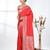elegant red georgette saree with intricate silver zari work