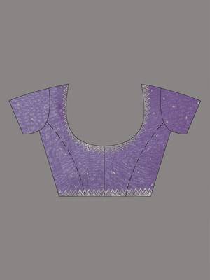 stylish violet chiffon saree with stone work border 5
