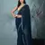 stylish teal chiffon saree with stone work border