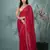 stylish fuchsia chiffon saree with stone work border