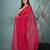 stylish fuchsia chiffon saree with stone work border