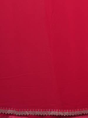 stylish fuchsia chiffon saree with stone work border 4