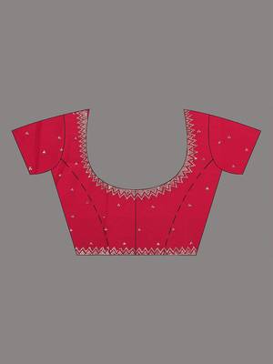 stylish fuchsia chiffon saree with stone work border 5