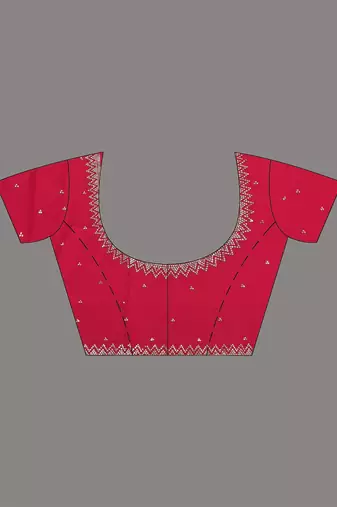 stylish fuchsia chiffon saree with stone work border