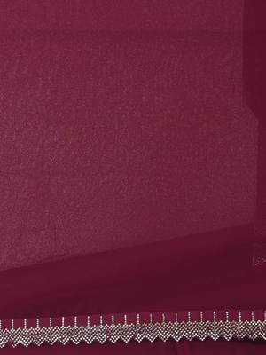 stylish magenta chiffon saree with stone work border 4