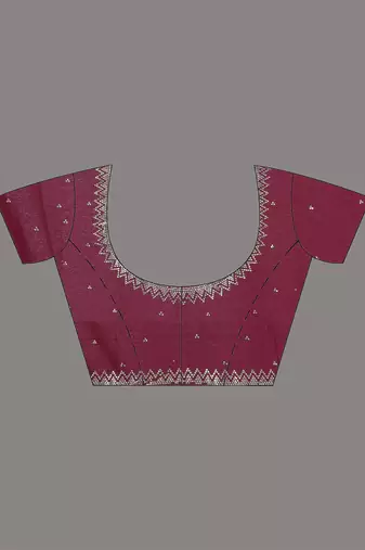 stylish magenta chiffon saree with stone work border