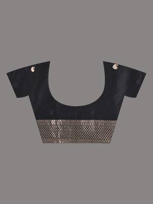 elegant black silk blend saree with intricate brocade work 4