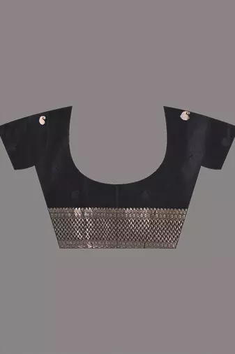 elegant black silk blend saree with intricate brocade work