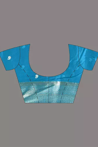 elegant sky blue silk blend saree with intricate brocade work