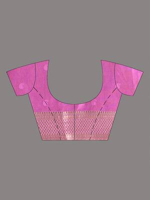 elegant lilac silk blend saree with intricate brocade work 4