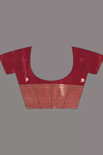 elegant maroon silk blend saree with intricate brocade work