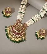 Gold plated kundan multicolor stones necklace set