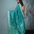 elegant teal silk blend saree with intricate brocade work