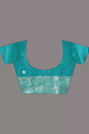 elegant teal silk blend saree with intricate brocade work
