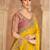 gold satin chiffon saree with banglori work blouse