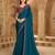 till blue satin chiffon saree with banglori work blouse