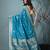 graceful sky blue silk blend blend saree with intricate zari work