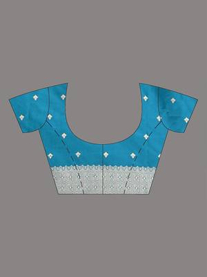 graceful sky blue silk blend blend saree with intricate zari work 4