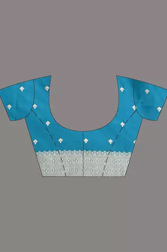 graceful sky blue silk blend blend saree with intricate zari work