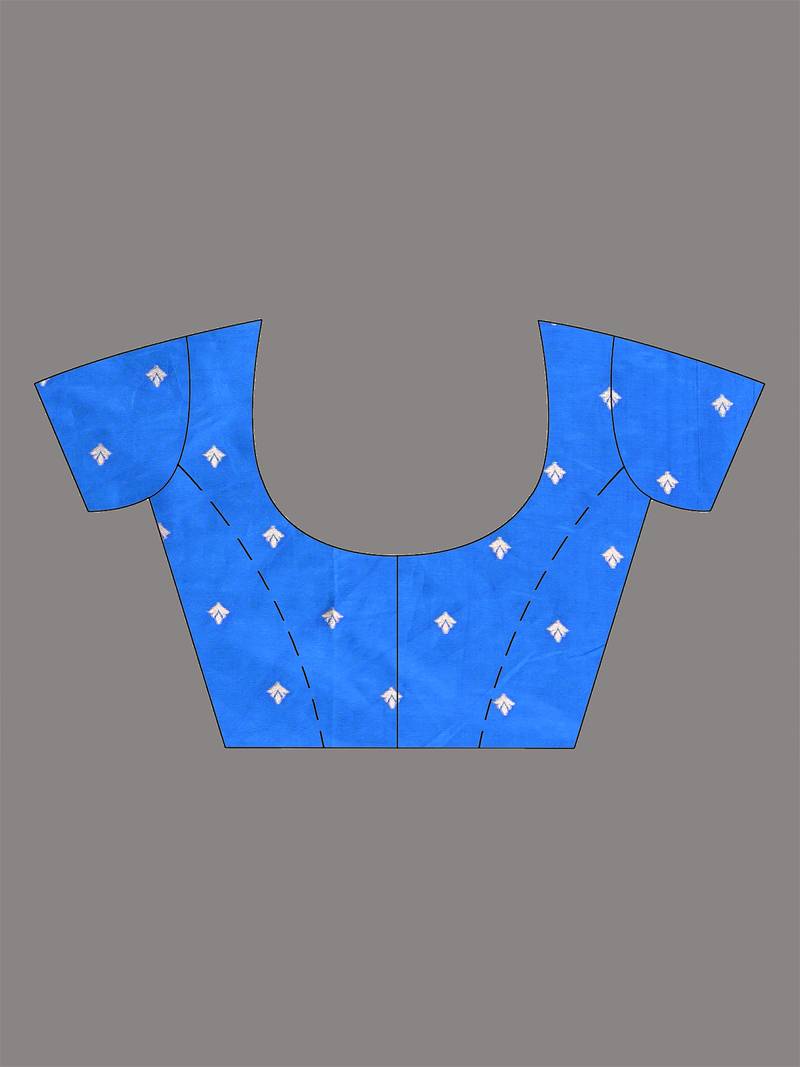 graceful sky blue silk blend blend saree with intricate zari work