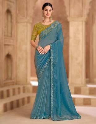 tissue georgette saree with banglori work blouse 1