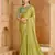 pistachio green satin chiffon saree with banglori work blouse
