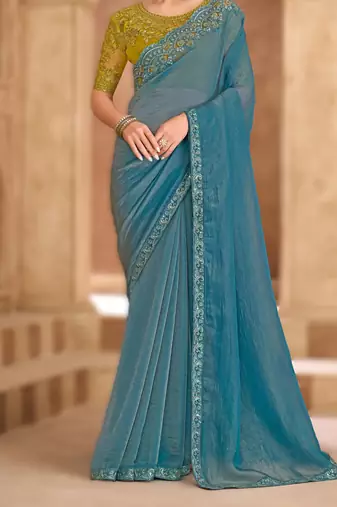 tissue georgette saree with banglori work blouse