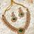 Gold plated kundan green stones necklace set