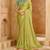 pistachio green satin chiffon saree with banglori work blouse