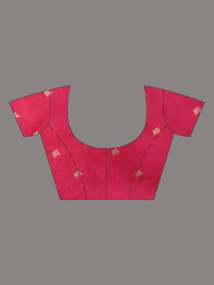 graceful fuchsia silk blend blend saree with intricate zari work 4